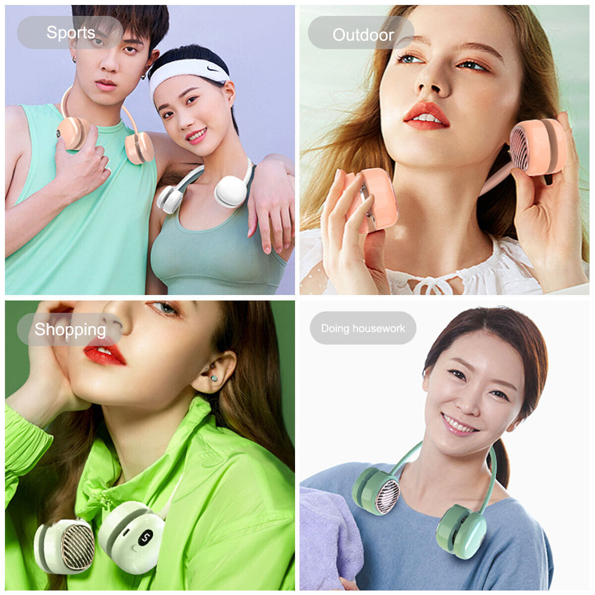 Portable Hanging Neck Fan - 5 Speed - Wearable Personal Fan Air Cooler - Rechargeable