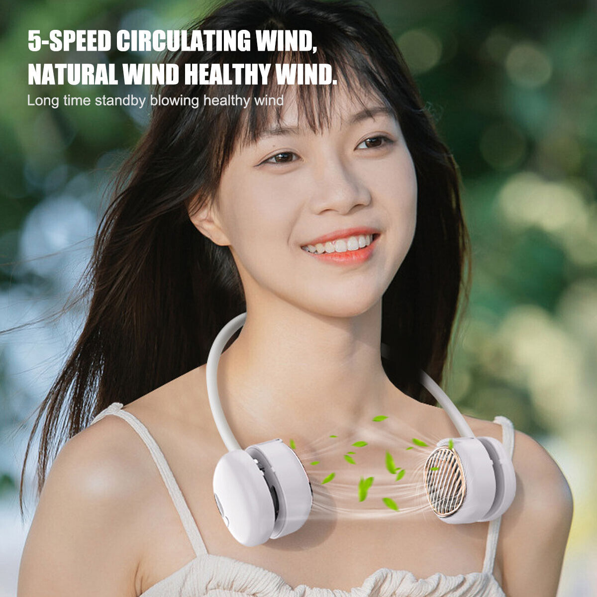 Portable Hanging Neck Fan - 5 Speed - Wearable Personal Fan Air Cooler - Rechargeable