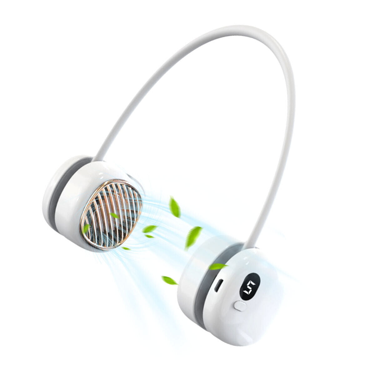 Portable Hanging Neck Fan - 5 Speed - Wearable Personal Fan Air Cooler - Rechargeable