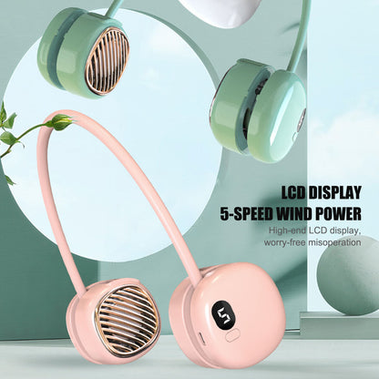 Portable Hanging Neck Fan - 5 Speed - Wearable Personal Fan Air Cooler - Rechargeable